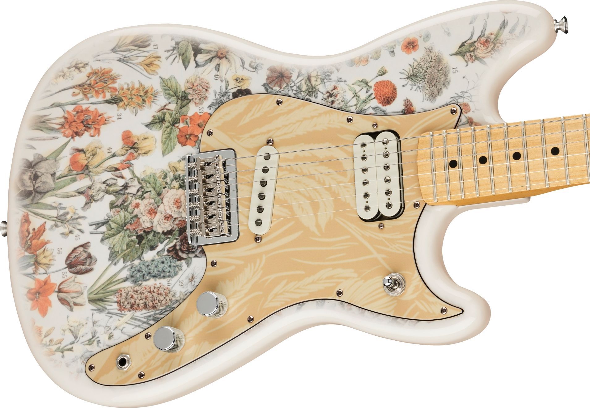 Fender Shawn Mendes Foundation Musicmaster signature con motivos